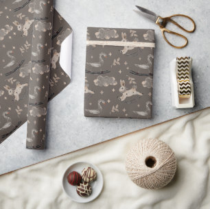 Vintages Kinderspielzeug, Bunny & Swan Rockpferd Geschenkpapier