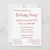 Vintages Kinderspielzeug Einladung (Rückseite)