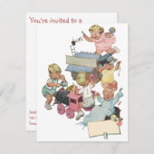 Vintages Kinderspielzeug Einladung (Vorne/Hinten)