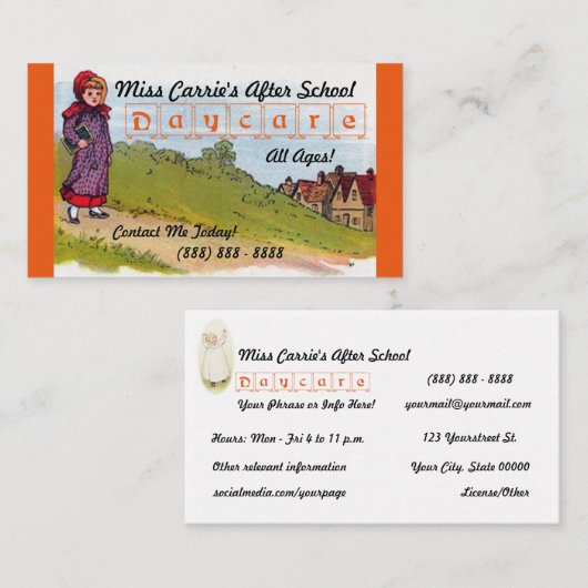 Vintages Kindertagesstätte nach Visitenkarte (Vorne/Hinten)