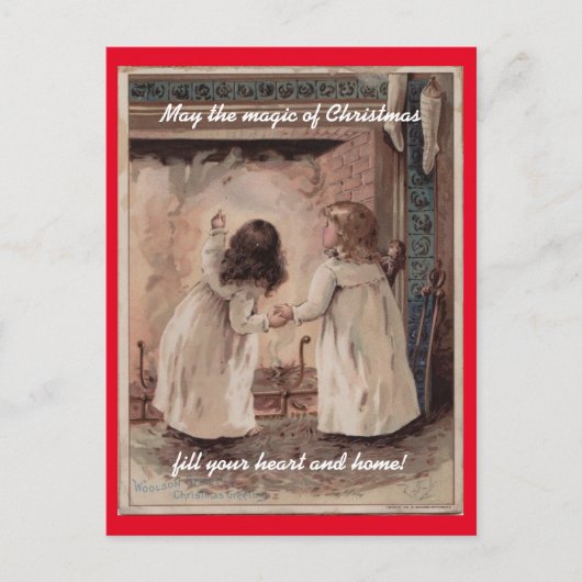 Vintages Kinderweihnachten Feiertagspostkarte (Vorderseite)