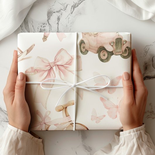 Vintages Kinderzimmer Pink Girl Geschenkpapier