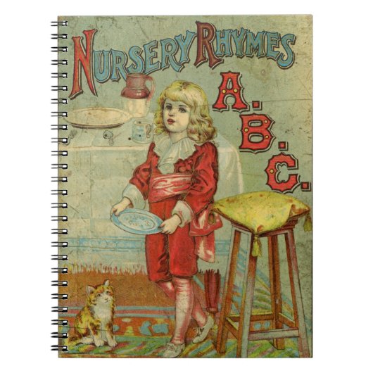 Vintages Kinderzimmer reimt Bucheinband ABC-Kinder Notizblock (Vorderseite)