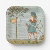 Vintages Kinderzimmer Rhyme Illustration Boy Bow A Pappteller (Vorderseite)