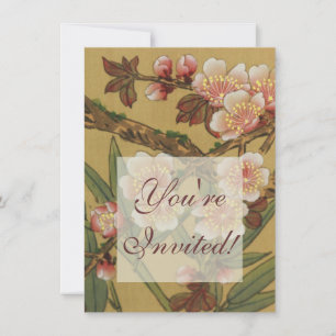 Vintages Kirschblühen asiatische japanische Blume Einladung