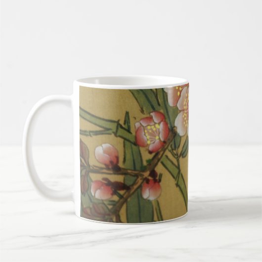 Vintages Kirschblühen asiatische japanische Blume Kaffeetasse (Links)