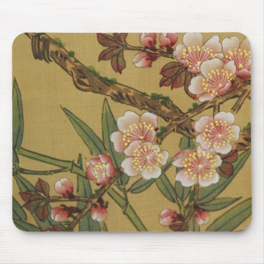 Vintages Kirschblühen asiatische japanische Blume Mousepad (Vorne)