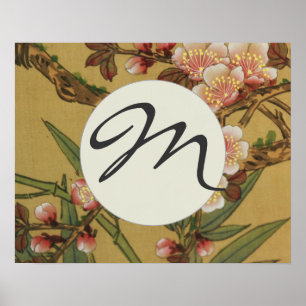 Vintages Kirschblühen asiatische japanische Blume Poster