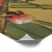 Vintages Kirschblühen asiatische japanische Blume Poster (Ecke)