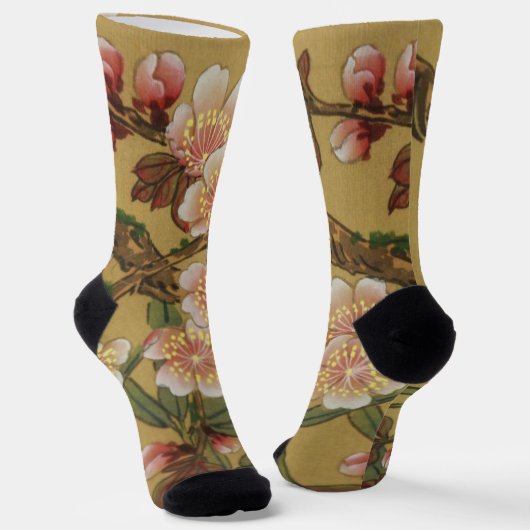 Vintages Kirschblühen asiatische japanische Blume Socken (Gewinkelt)
