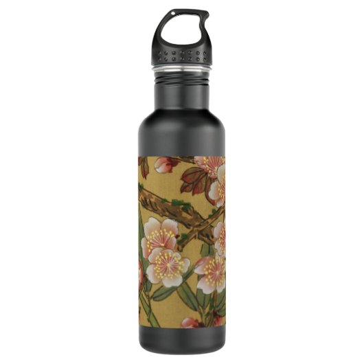 Vintages Kirschblühen asiatische japanische Blume Trinkflasche (Vorderseite)