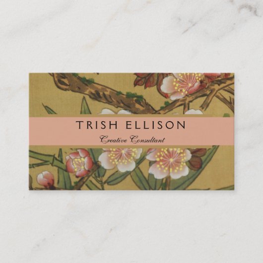 Vintages Kirschblühen asiatische japanische Blume Visitenkarte (Vorderseite)