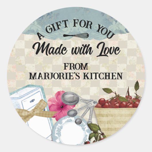 Vintages Kirscheisebox aus der Backküche Runder Aufkleber (Vorderseite)