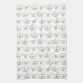 Vintages Kitsch Teekessel- und Teekopfmuster Geschirrtuch (Vertikal)