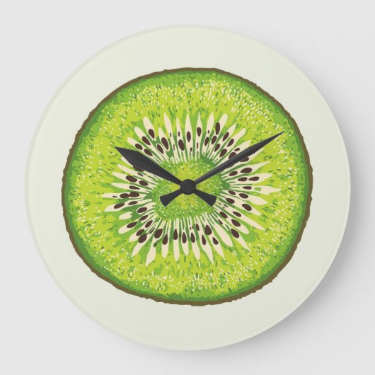 Vintages Kiwi-Slice-Muster. Große Wanduhr (Vorderseite)