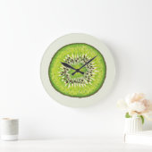 Vintages Kiwi-Slice-Muster. Große Wanduhr (Zuhause)