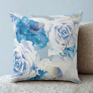Vintages klassisches Aquarellmuster Rose Blumenmus Kissen