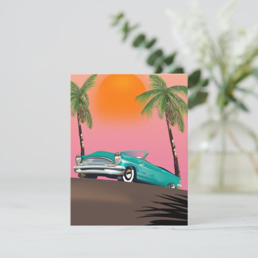 Vintages klassisches Auto im Paradies (Stehend Vorderseite)