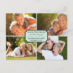 Vintages klassisches Buchzeichen Vier Foto Save th Ankündigungspostkarte