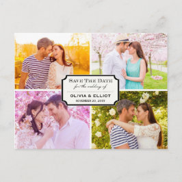 Vintages klassisches Buchzeichen Vier Foto Save th Ankündigungspostkarte