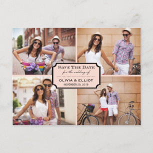 Vintages klassisches Buchzeichen Vier Foto Save th Ankündigungspostkarte