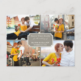 Vintages klassisches Buchzeichen Vier Foto Save th Ankündigungspostkarte