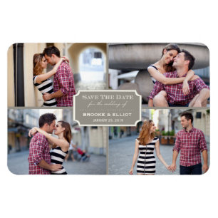 Vintages klassisches Buchzeichen Vier Foto Save th Magnet