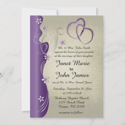 Vintages, klassisches Curvy-Design | Amethyst Lila Einladung (Vorderseite)