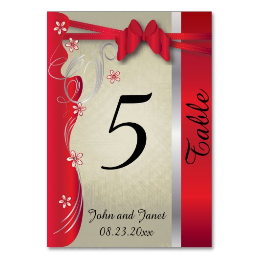 Vintages, klassisches Curvy-Design | Deep Red Tischnummer (Vorderseite)