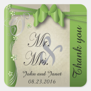 Vintages, klassisches Curvy-Design   Peridot Green Quadratischer Aufkleber