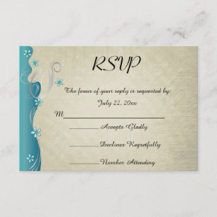 Vintages, klassisches Curvy-Design Türkis RSVP Karte