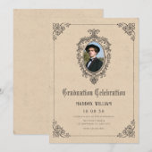 Vintages klassisches gotisches Abschluss Foto Einladung (Vorne/Hinten)