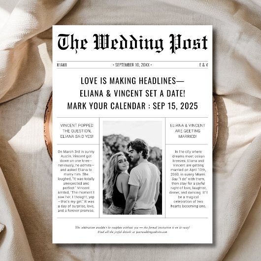 Vintages klassisches Retro-Hochzeitungs-Foto Save The Date