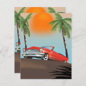 Vintages Klassisches Rotes Auto im Paradies (Vorne/Hinten)