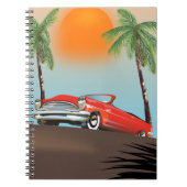 Vintages Klassisches Rotes Auto im Paradies Notizblock (Vorderseite)