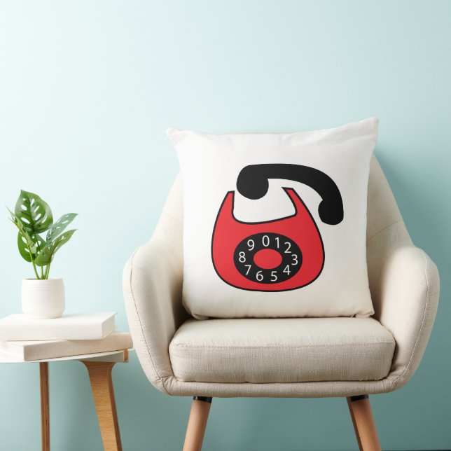Vintages klassisches Schwarzes Rotes Telefon Kissen (Stuhl )