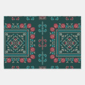 Vintages klassisches ukrainisches Cross Stitch Mus Geschenkpapier Set (Vorderseite 3)