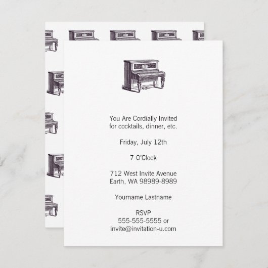 Vintages Klavier Einladung (Vorne/Hinten)