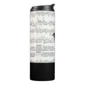 Vintages Klavier mit Notenschrift Monogram Black Thermosbecher (Nach links gedreht)