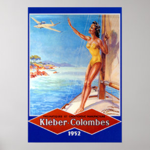 Vintages Kleber-Colombes Flugzeug ermüdet Poster