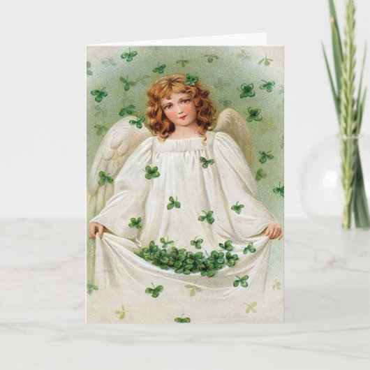 Vintages Kleeblatt Angel St Patrick's Day Card Karte (Vorderseite)