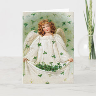Vintages Kleeblatt Angel St Patrick's Day Card Karte