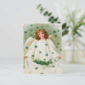 Vintages Kleeblatt Angel St Patrick's Day Card Postkarte (Stehend Vorderseite)