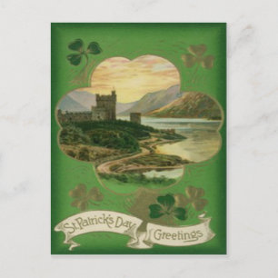 Vintages Kleeblatt Burg St Patrick's Day Card Postkarte
