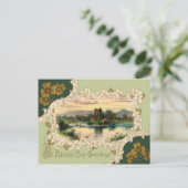 Vintages Kleeblatt Burg St Patrick's Day Card Postkarte (Stehend Vorderseite)