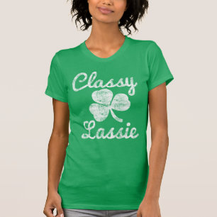 Vintages Kleeblatt Classy Lassie St Patricks Day T-Shirt