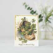 Vintages Kleeblatt Clog St Patrick's Day Card Postkarte (Stehend Vorderseite)