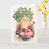 Vintages Kleeblatt-Herz und Schlüsselst patrick Karte (Gelbe Blume)