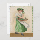 Vintages Kleeblatt Maiden St Patrick's Day Card Postkarte (Vorne/Hinten)