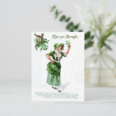 Vintages Kleeblatt Maiden St Patrick's Day Card Postkarte (Stehend Vorderseite)